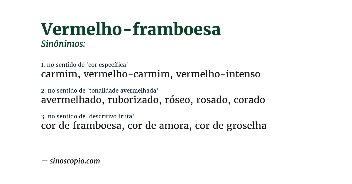 Sinônimo de vermelho-framboesa