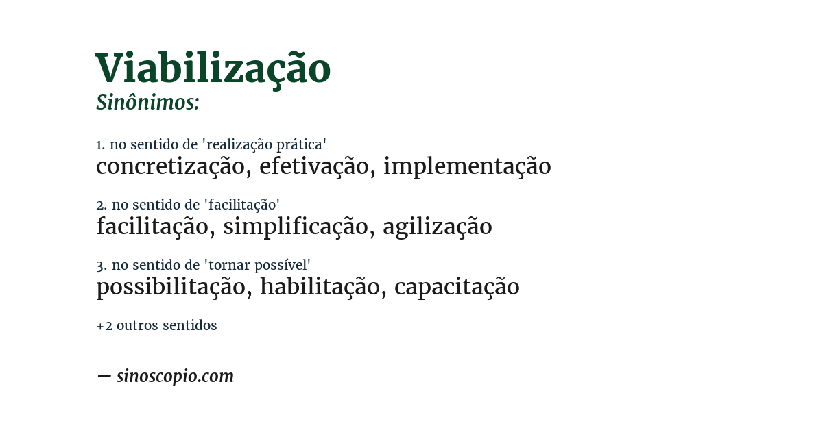 Sinônimo de viabilização