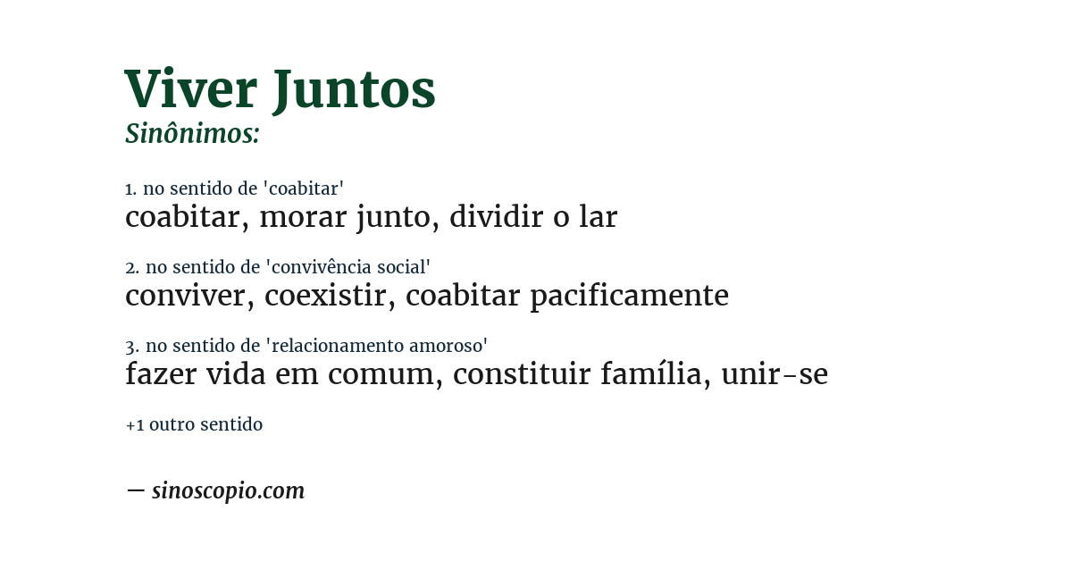 Sinônimo de viver juntos