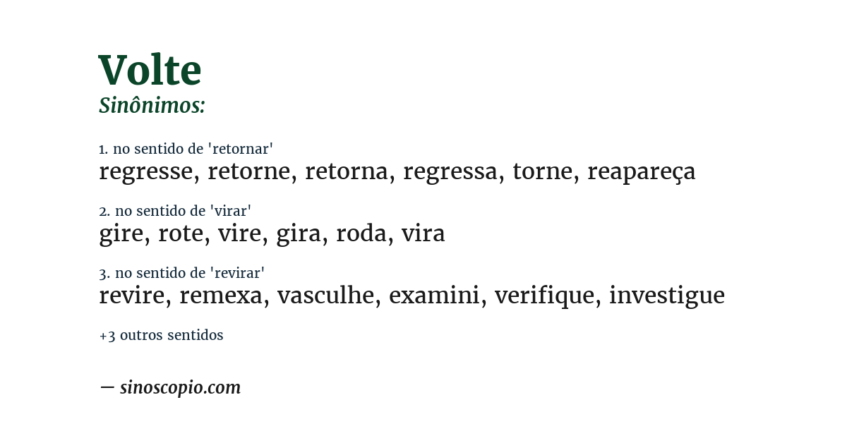 Sinônimo de volte