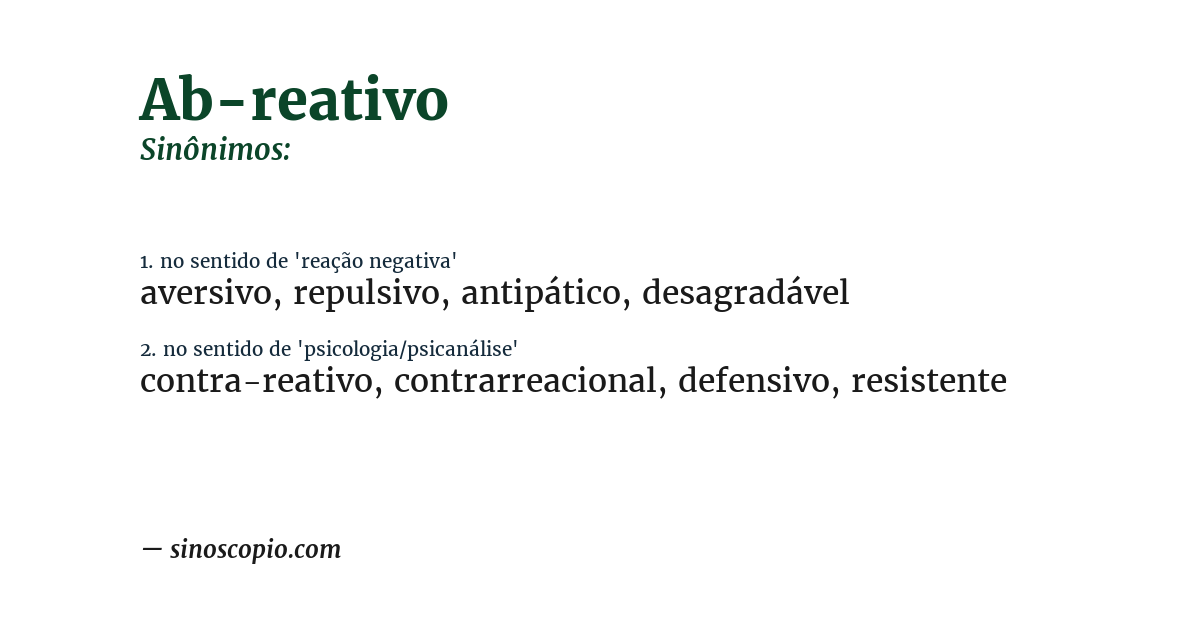 Sinônimo de ab-reativo