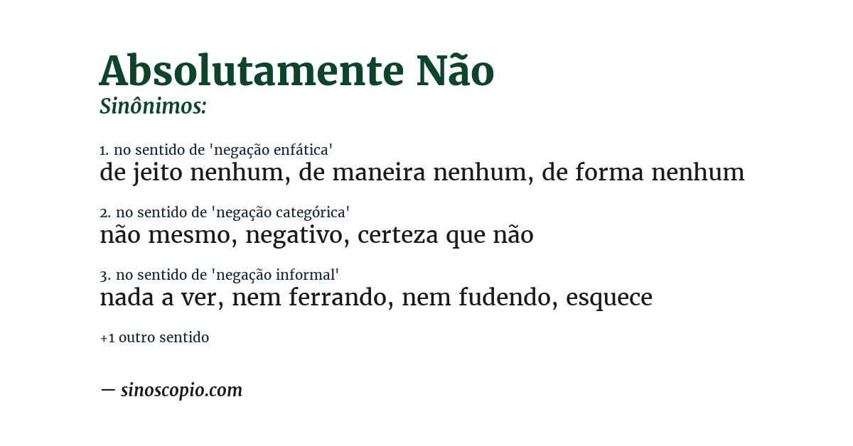 Sinônimo de absolutamente não