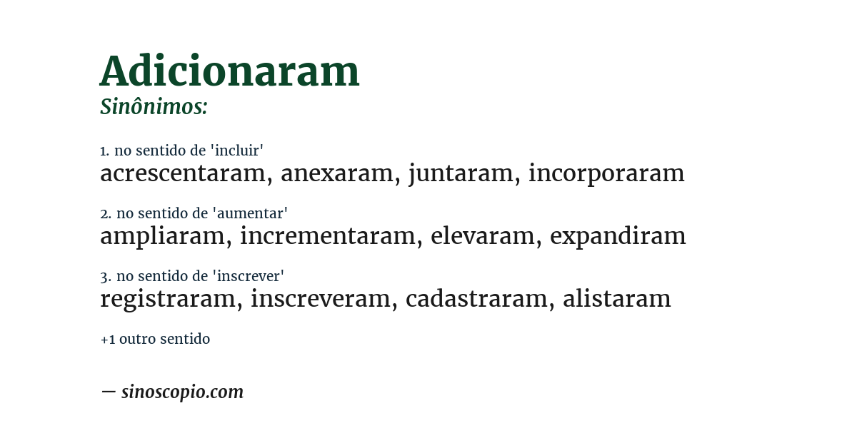 Sinônimo de adicionaram