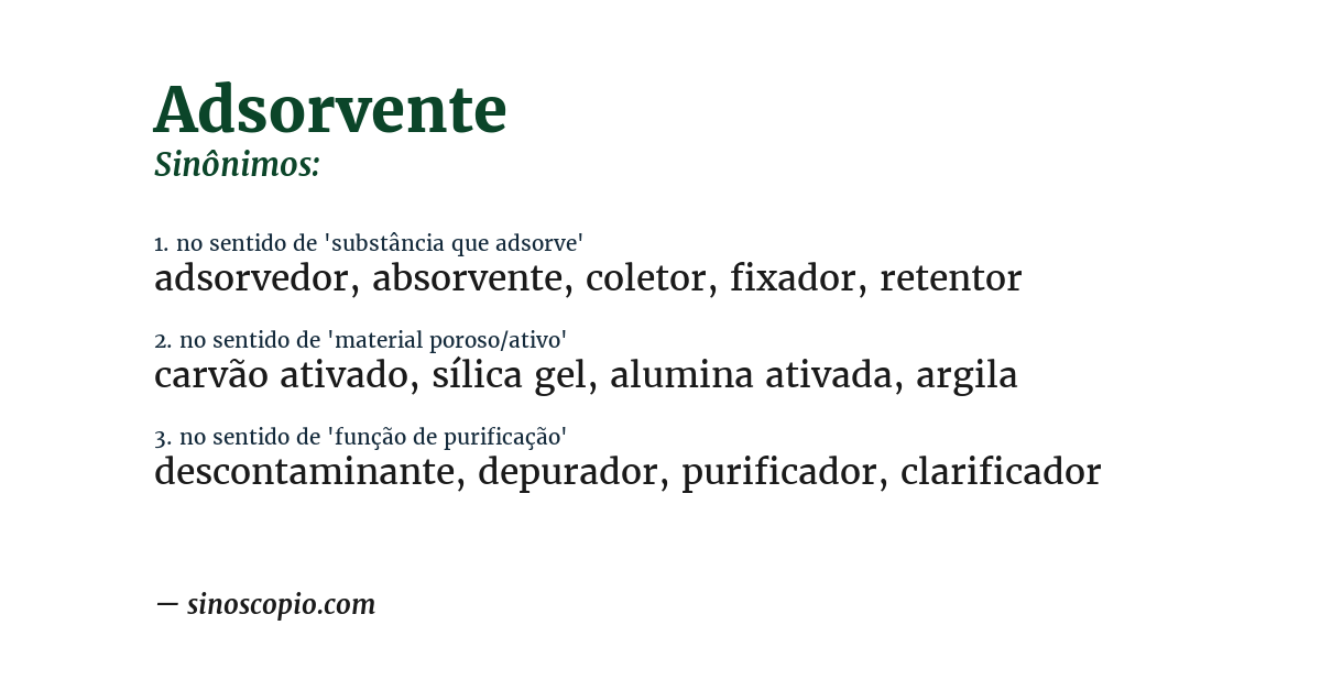 Sinônimo de adsorvente