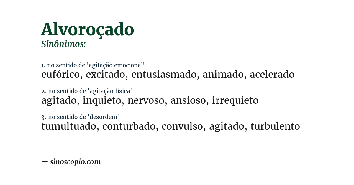 Sinônimo de alvoroçado
