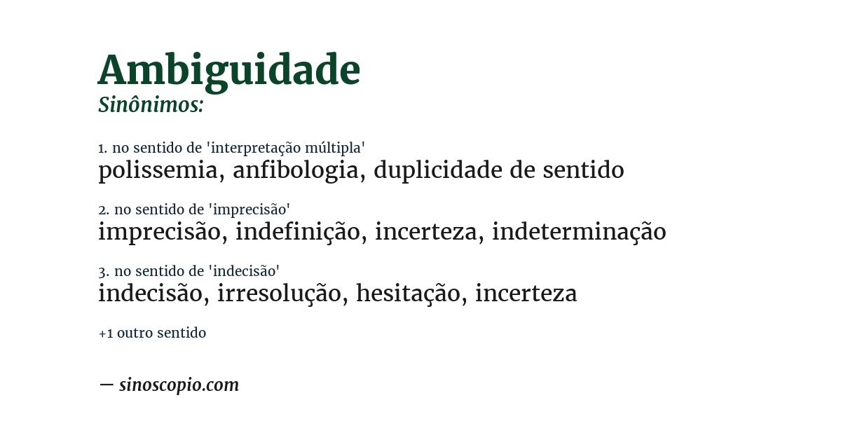 Sinônimo de ambiguidade