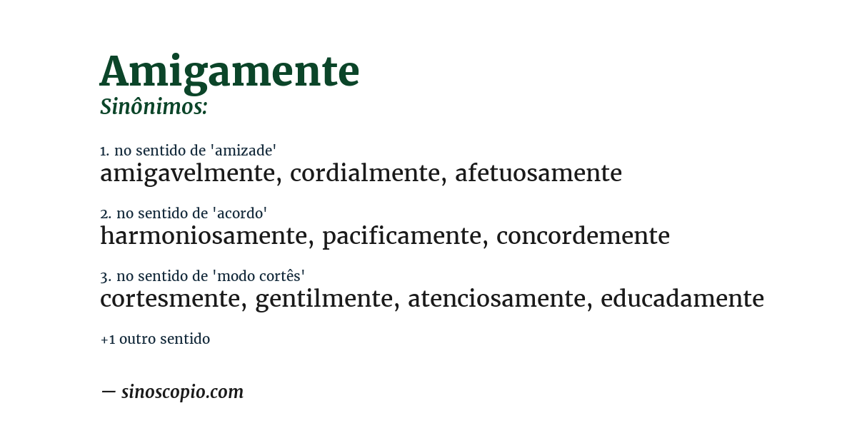 Sinônimo de amigamente