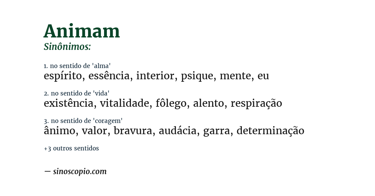 Sinônimo de animam