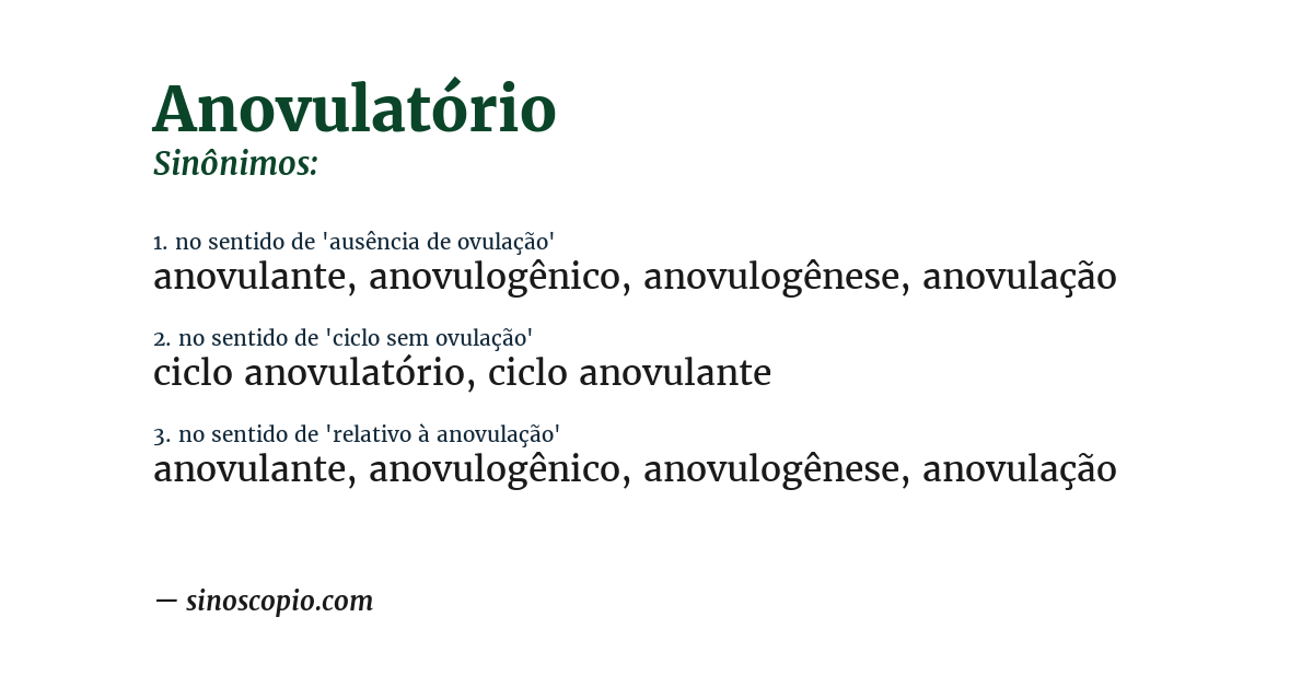 Sinônimo de anovulatório