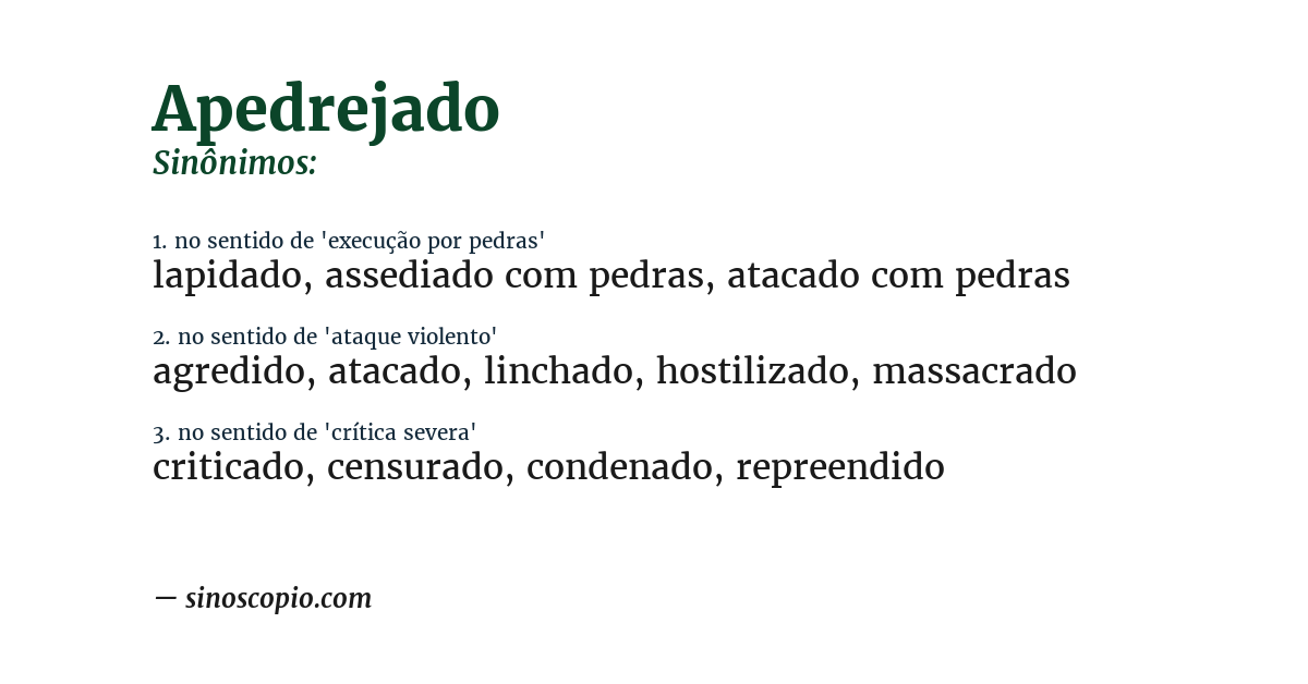 Sinônimo de apedrejado