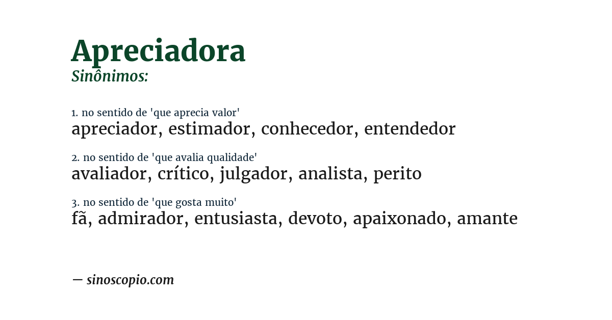 Sinônimo de apreciadora
