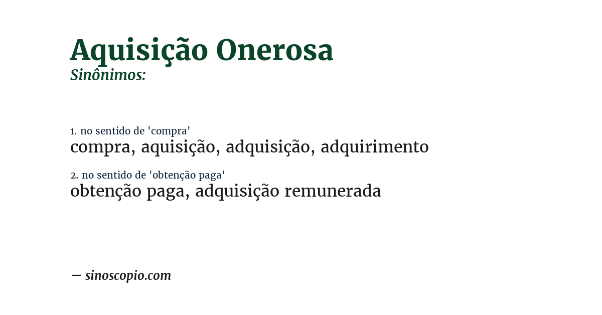 Sinônimo de aquisição onerosa
