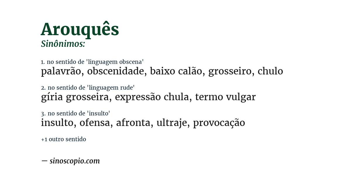 Sinônimo de arouquês