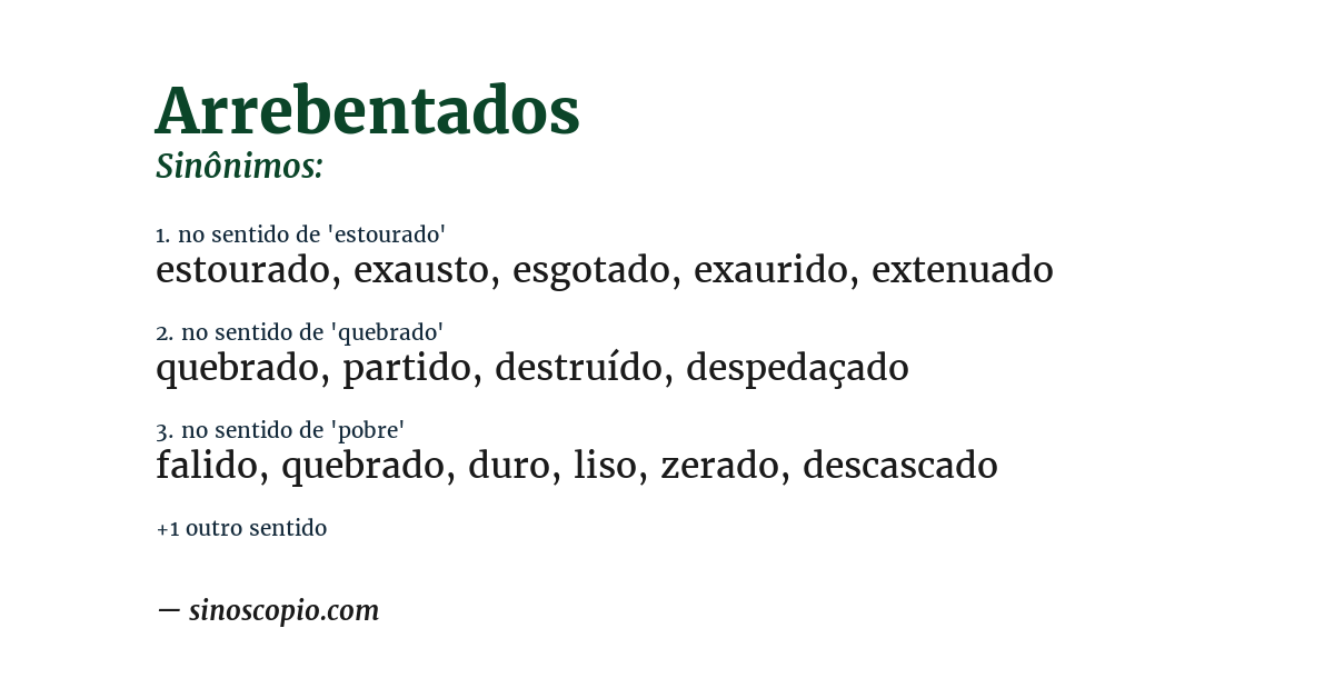 Sinônimo de arrebentados