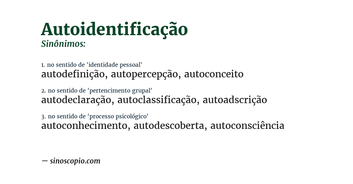 Sinônimo de autoidentificação