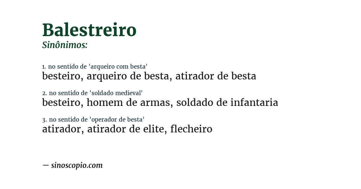 Sinônimo de balestreiro