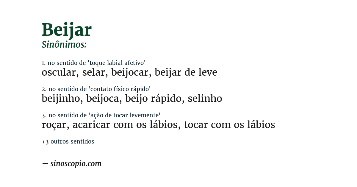 Sinônimo de beijar