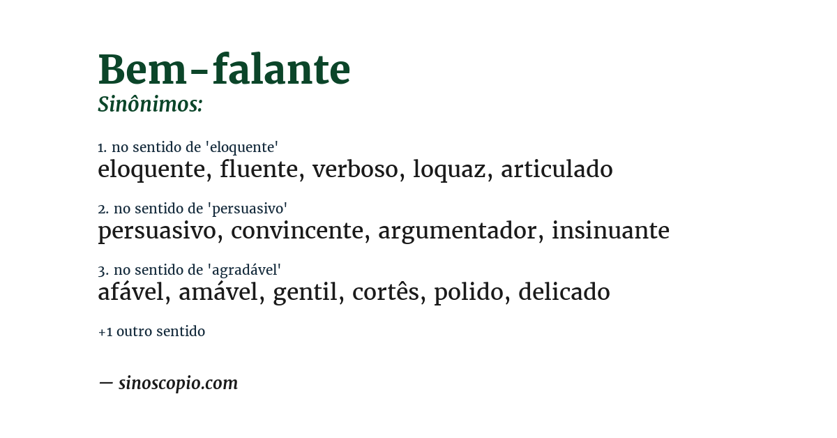 Sinônimo de bem-falante