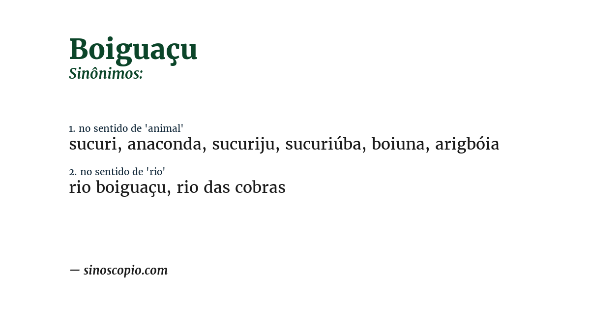Sinônimo de boiguaçu