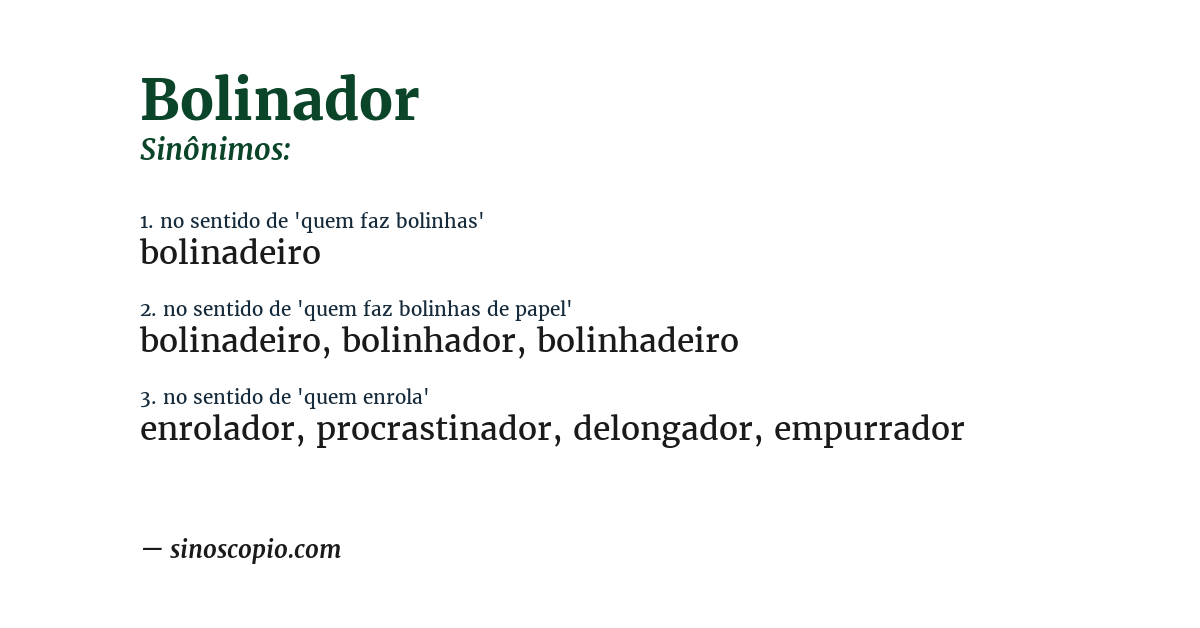 Sinônimo de bolinador