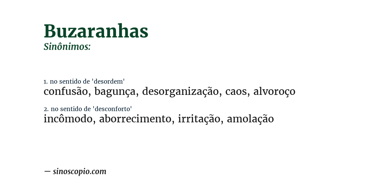Sinônimo de buzaranhas