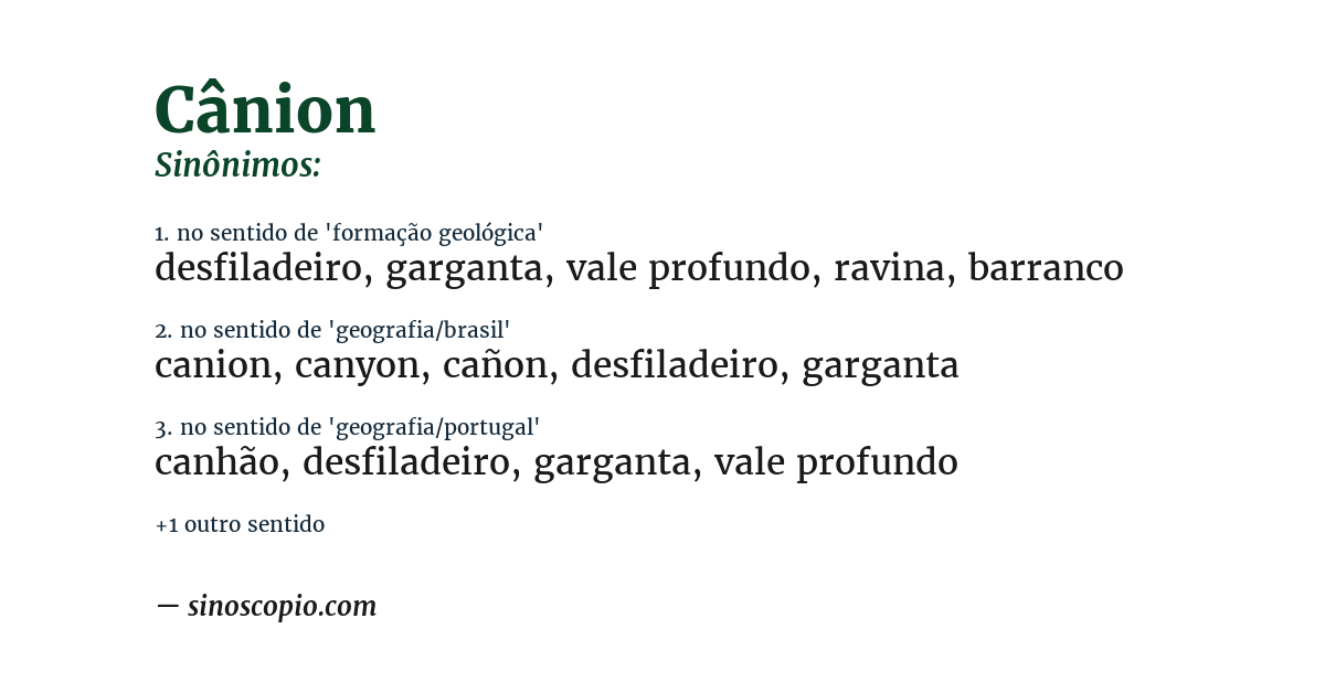 Sinônimo de cânion