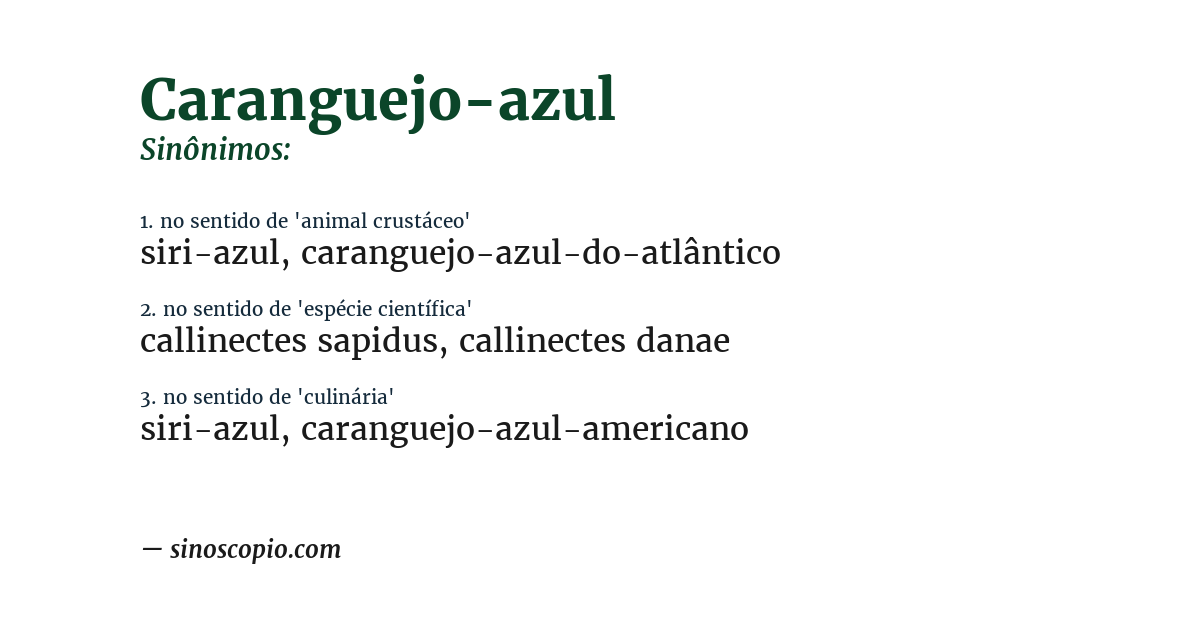 Sinônimo de caranguejo-azul