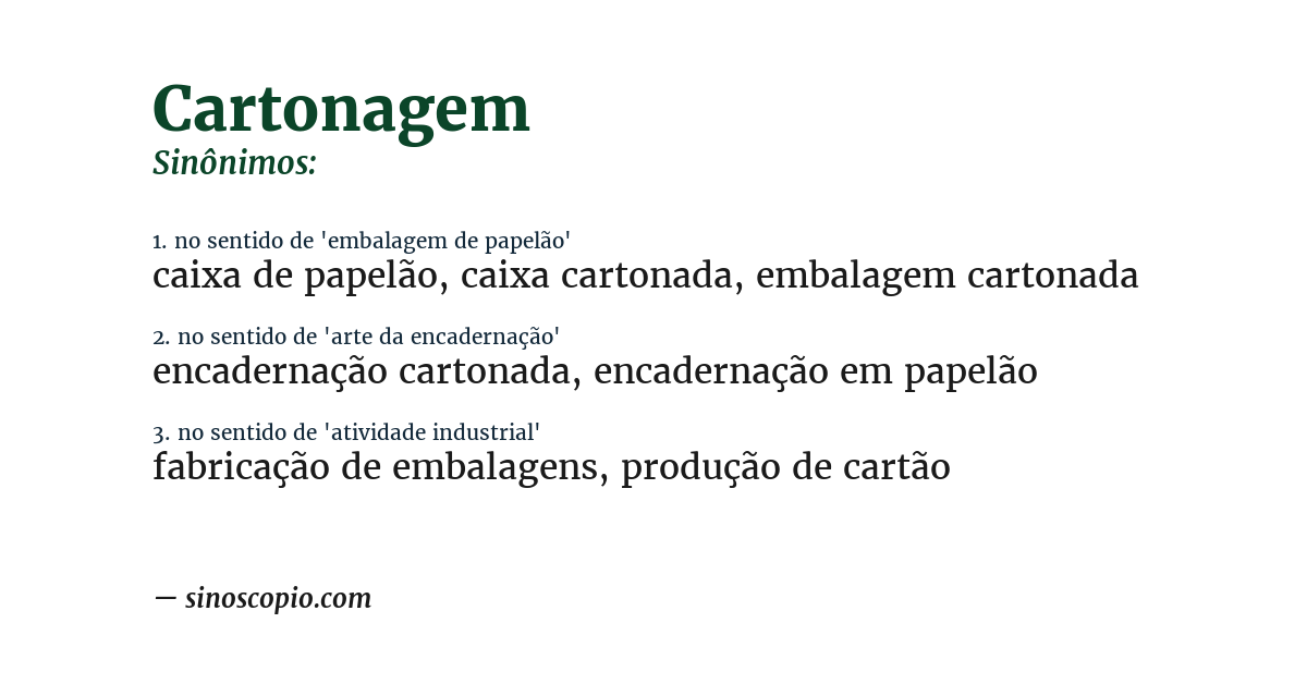 Sinônimo de cartonagem