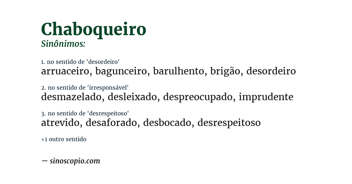 Sinônimo de chaboqueiro