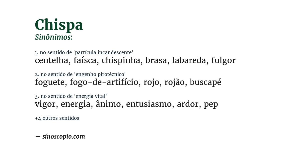 Sinônimo de chispa