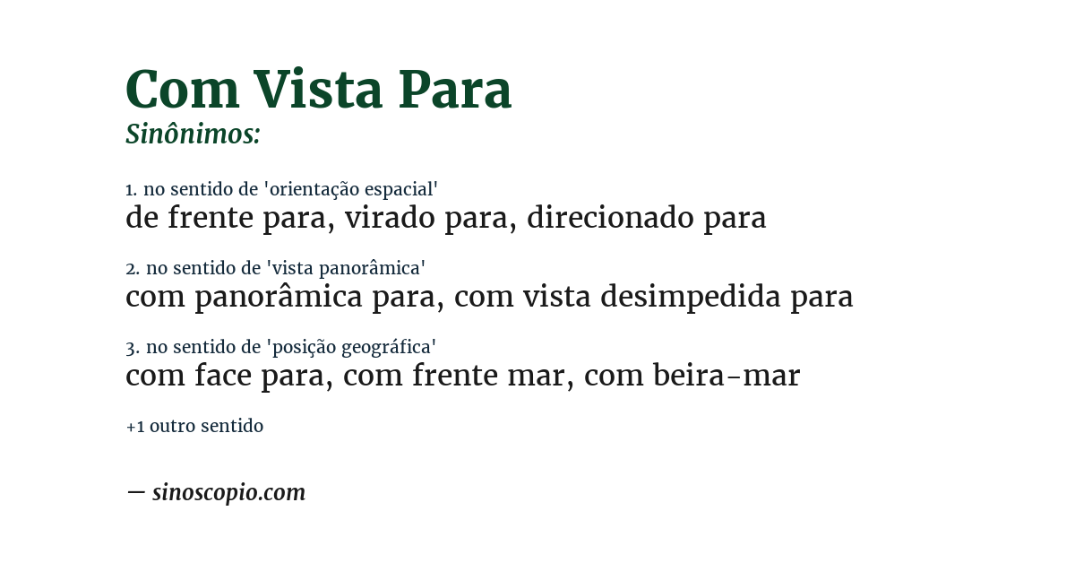 Sinônimo de com vista para