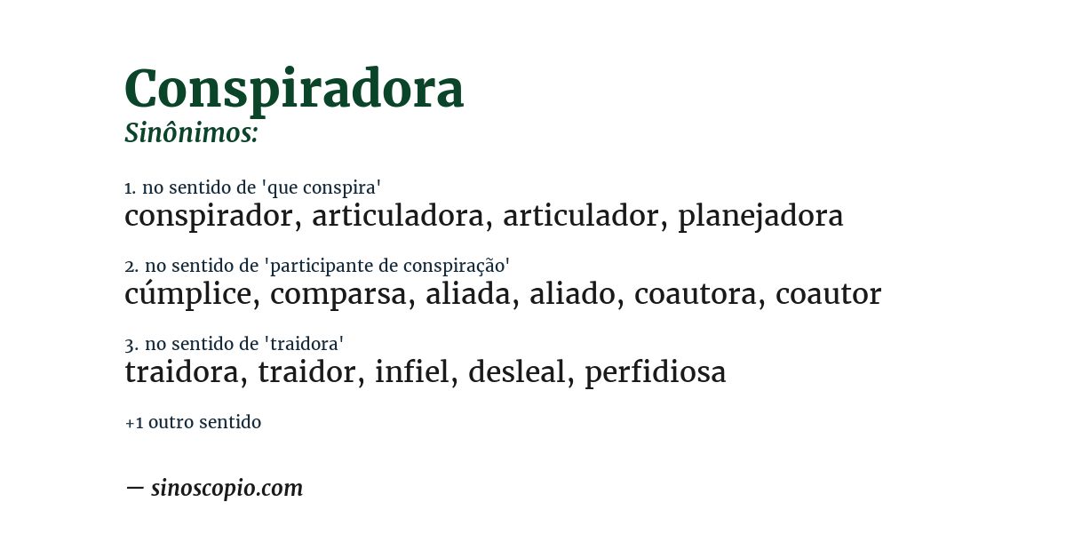 Sinônimo de conspiradora