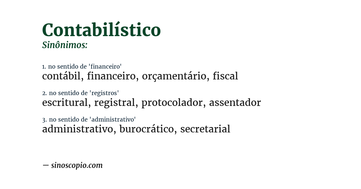 Sinônimo de contabilístico