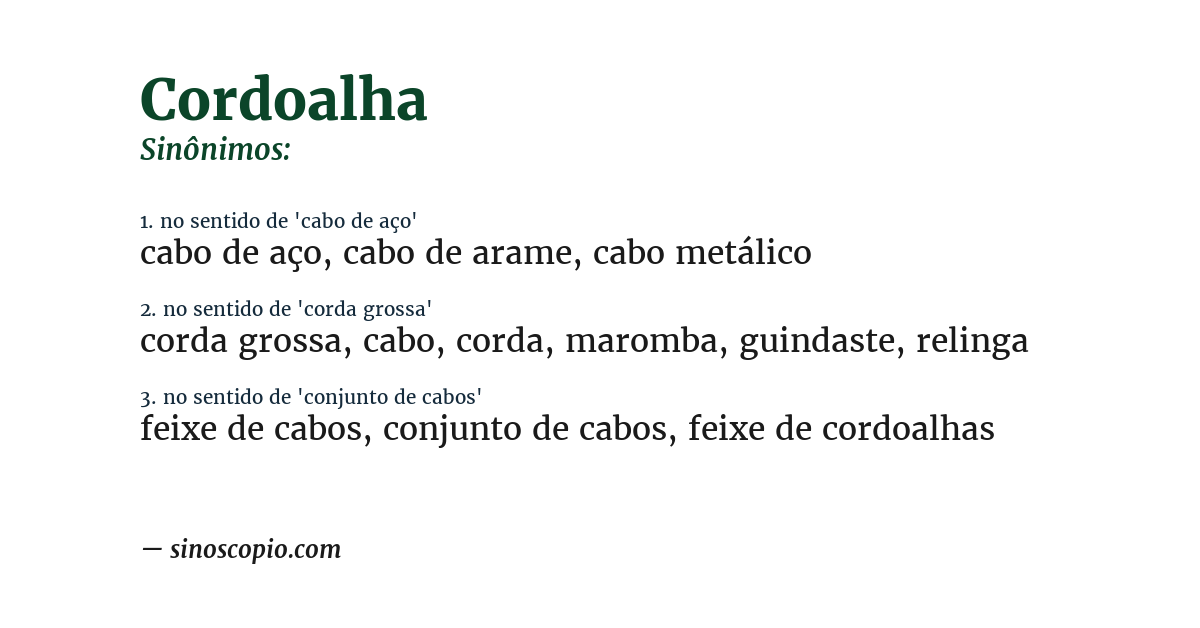 Sinônimo de cordoalha