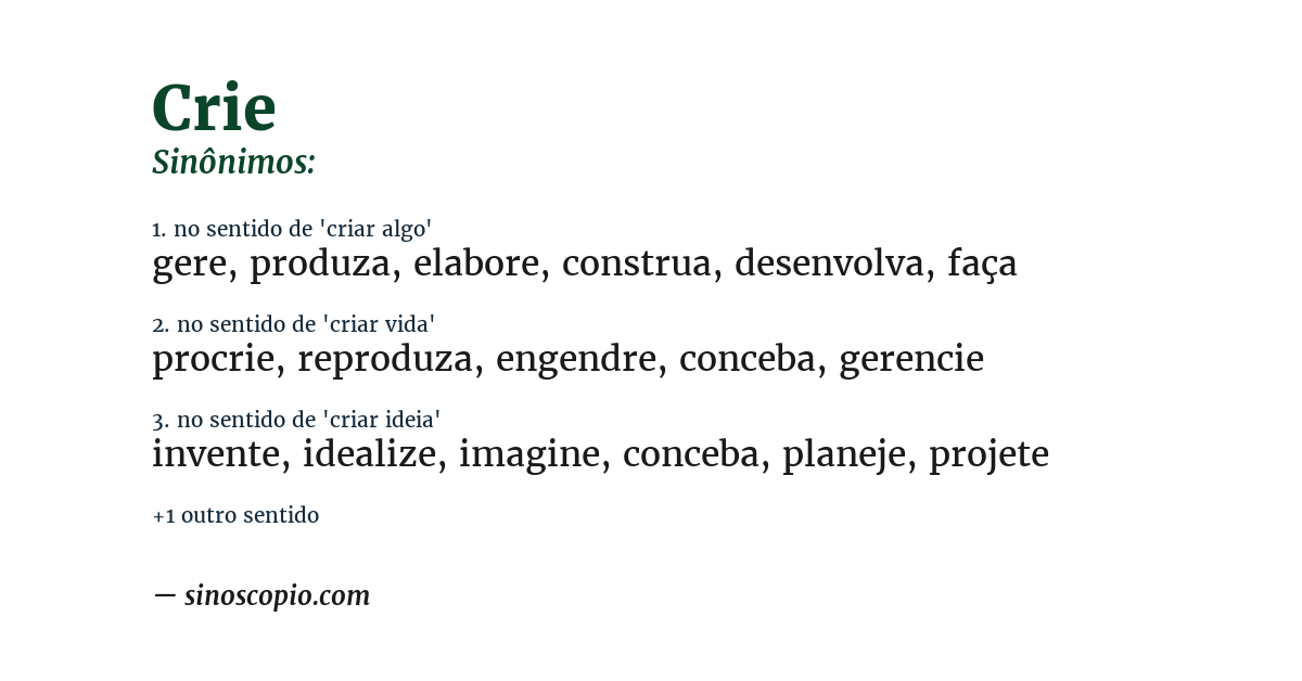 Sinônimo de crie