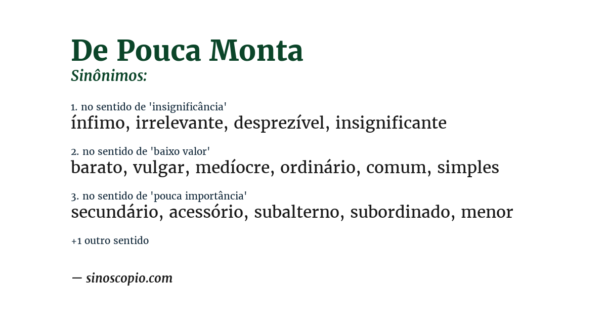 Sinônimo de de pouca monta