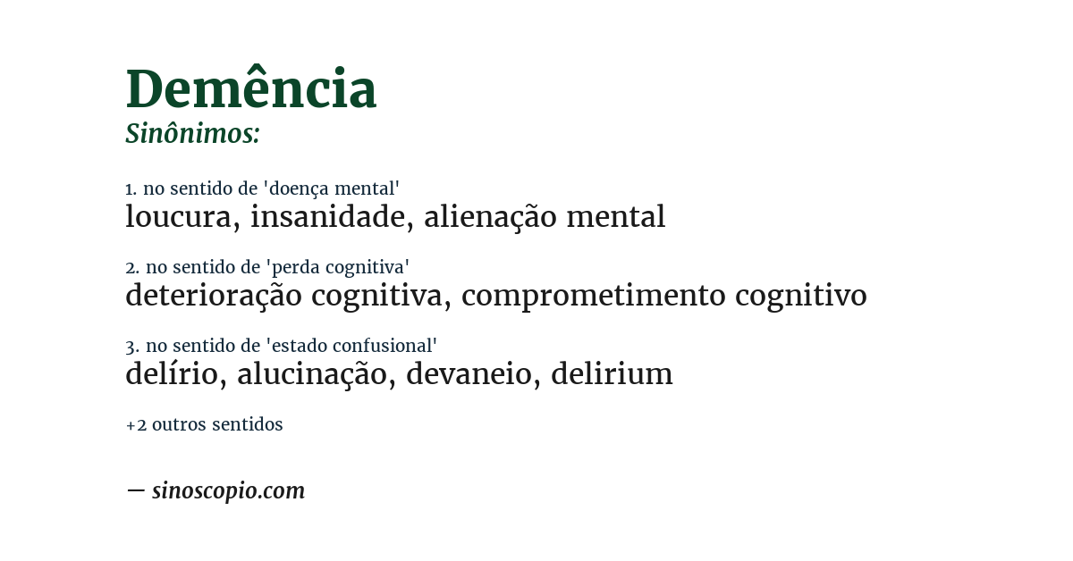 Sinônimo de demência