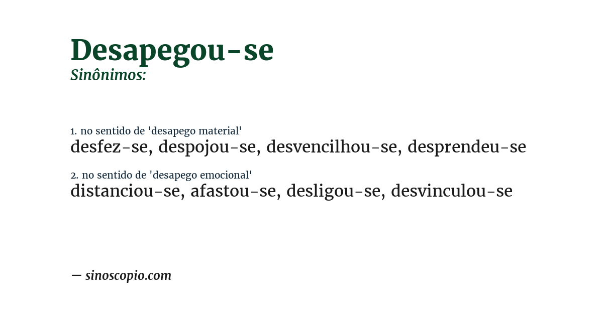 Sinônimo de desapegou-se
