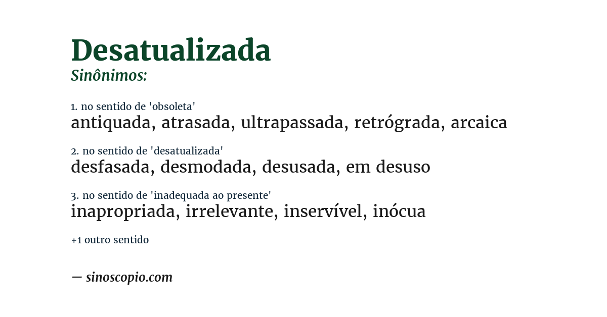 Sinônimo de desatualizada