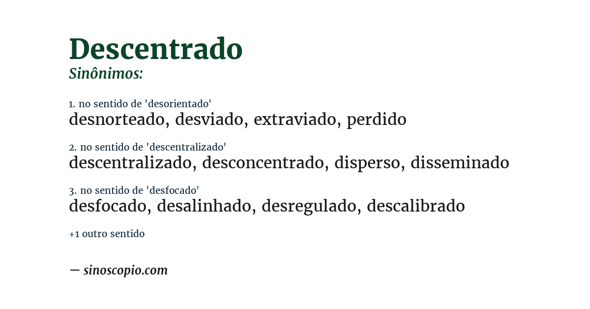 Sinônimo de descentrado