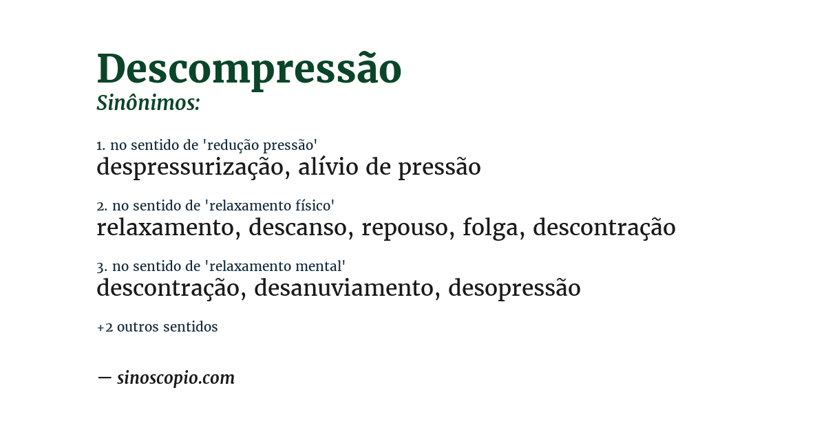 Sinônimo de descompressão