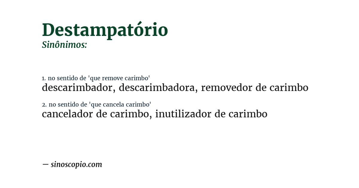 Sinônimo de destampatório