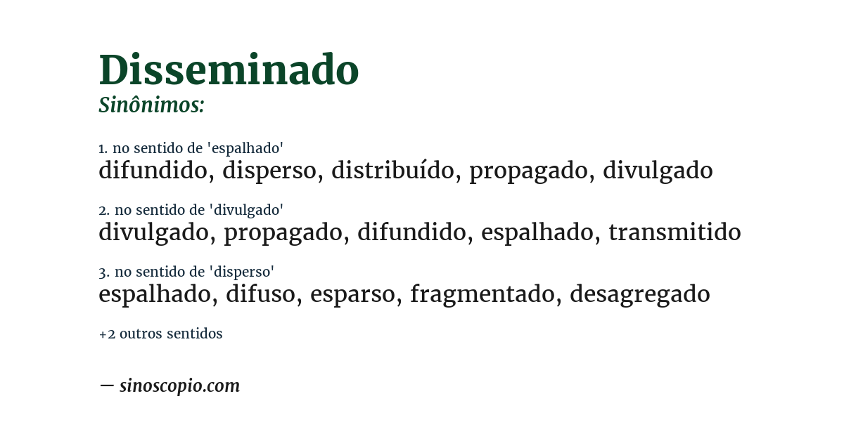 Sinônimo de disseminado