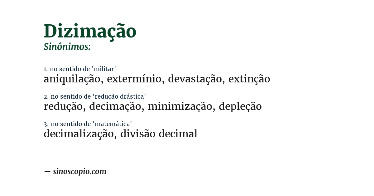 Sinônimo de dizimação