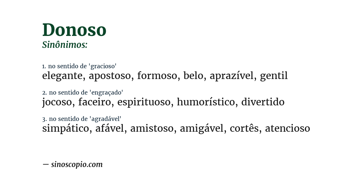 Sinônimo de donoso