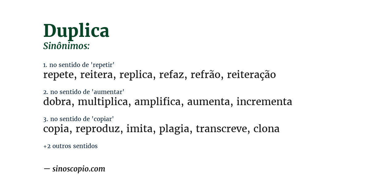Sinônimo de duplica