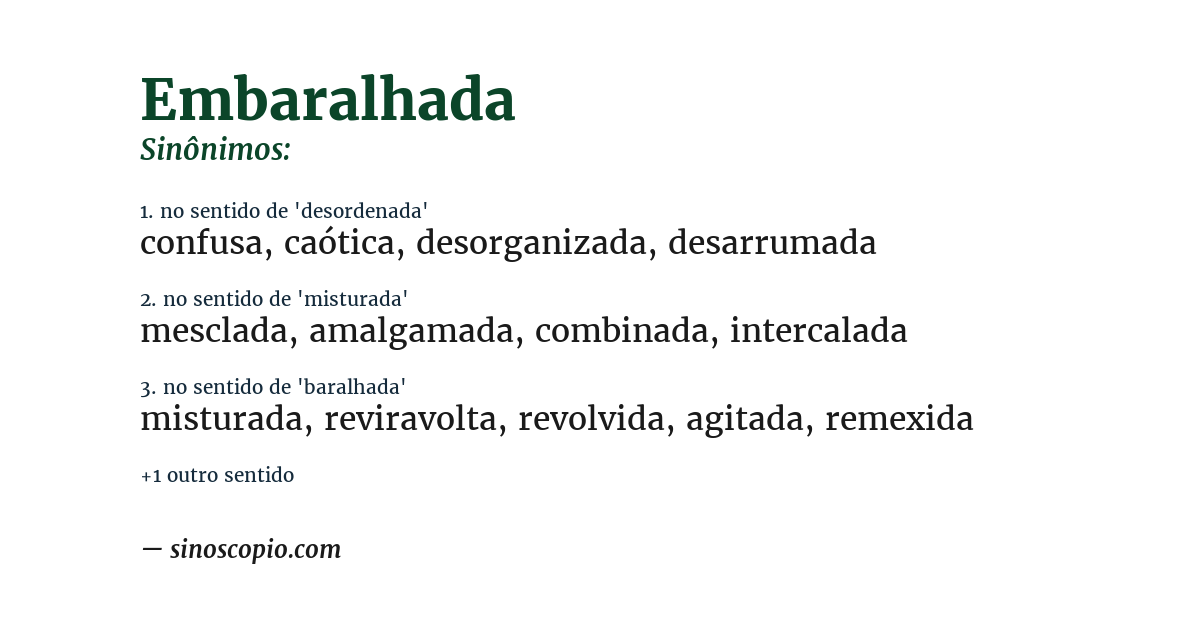 Sinônimo de embaralhada