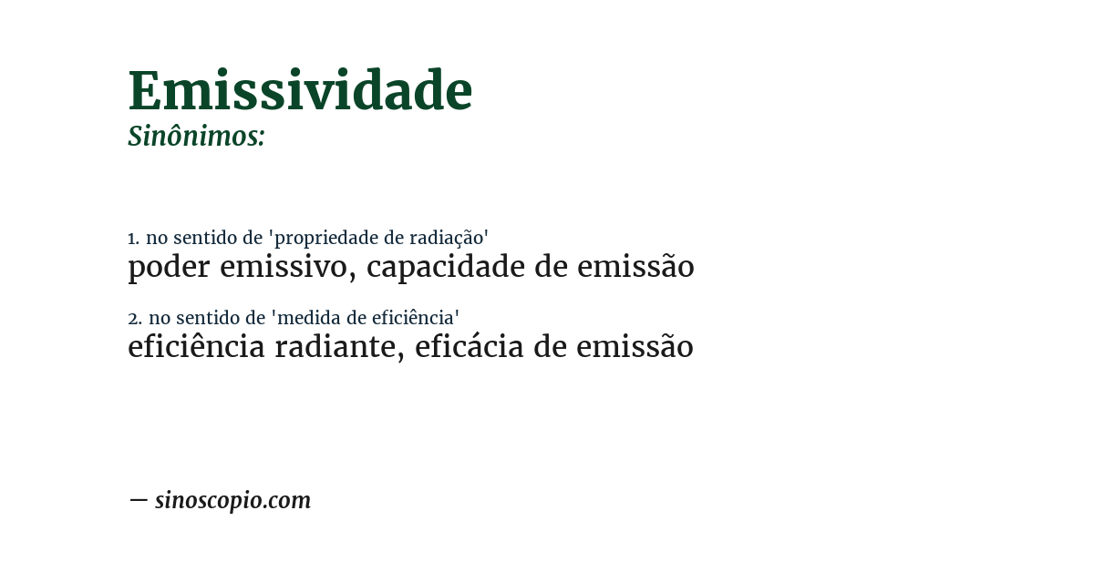 Sinônimo de emissividade