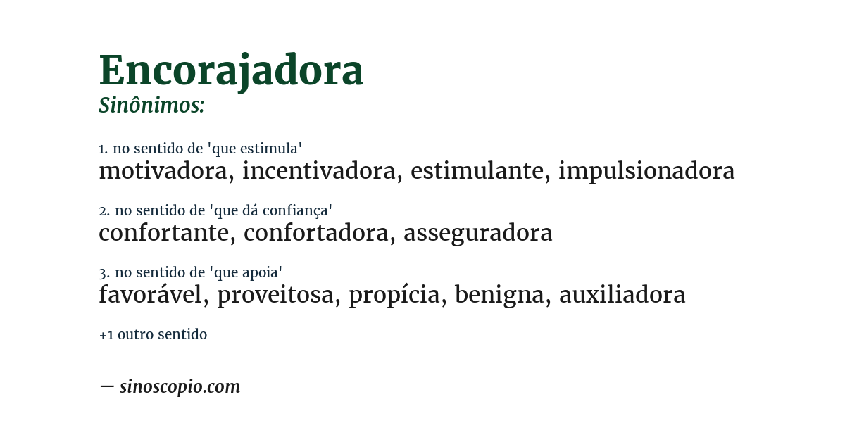 Sinônimo de encorajadora