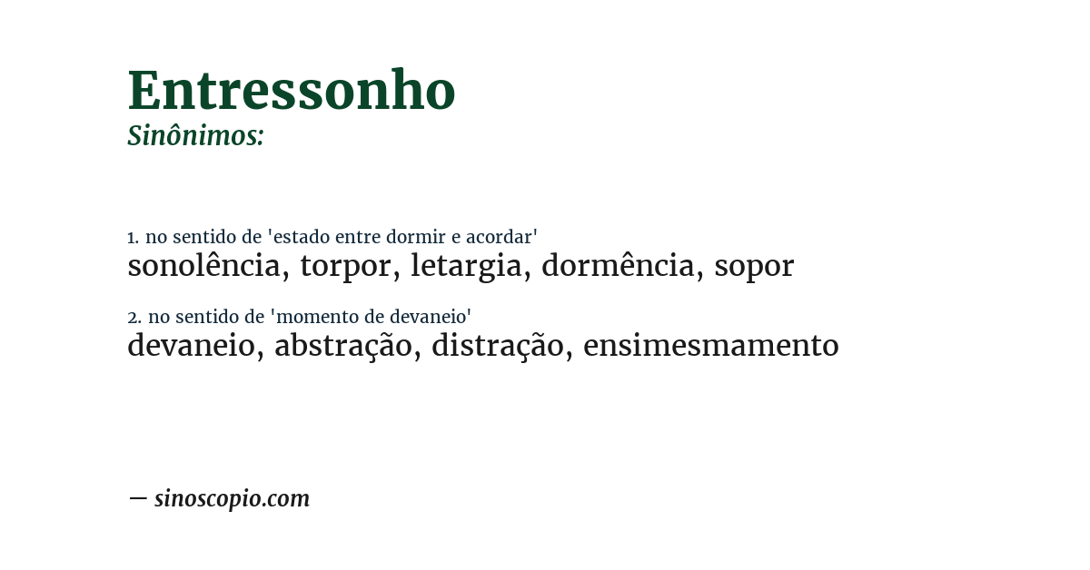 Sinônimo de entressonho